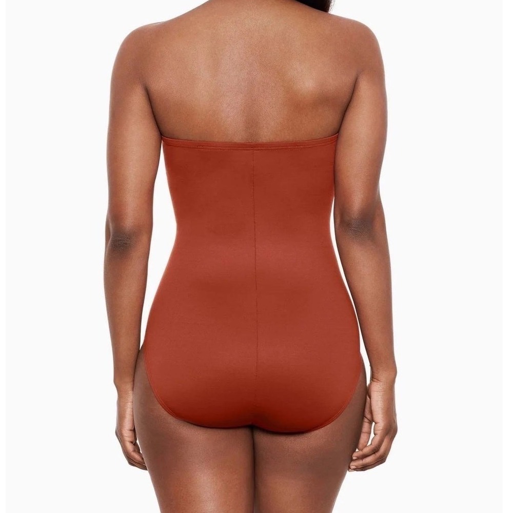 Miraclesuit Slimming Strapless Optional Bathing Suit Spice Orange Size 14 NWT - Picture 3 of 9